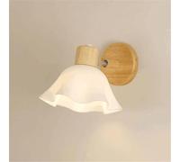 Luce Paralume e Base Legno, Lampada Parete Creativa con Cablaggio in Metallo, Perfetta per la Camera da Letto (A)