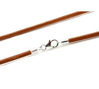 Luce pelle Marrone Collana 3mm - Argento Sterling Chiusura - Idea Regalo Unisex