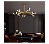 Luce pendente, Lampadario di cristallo molecolare lungo nordico interamente in rame, luce di lusso creativa postmoderna, luci a sospensione a LED for soggiorno(9 head gold)