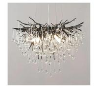 Luce Pendente, Lampadario di Cristallo Nero di Lusso di Alta Gamma, Design Francese, Arte nordica, Creativo, a Forma di Goccia d'Acqua, Decorazione for la casa, luci Pendenti a LED(Round 60cm)