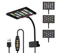 Luce per Acquario con Clip, Lampada LED Acquari a Spettro Completo, 3 Modalità di Illuminazione, Luci Piante Acquatiche, Timer/luminosità Regolabili con Rotazione a 360°