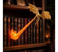 Luce per Angolo di Libreria Drago, Decorazione per Scaffale con Drago che Soffia Fuoco, Lampada per Libreria Drago, Lampada per Scaffale LED Vintage con Draghi Galleggianti in Stile Fantasy