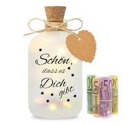 Luce per bottiglia a LED, regalo di nozze, luce per bottiglia a LED con scritta - Schön dass es Dich gibt Dich gibt Salvadanaio per matrimonio, compleanno, Natale