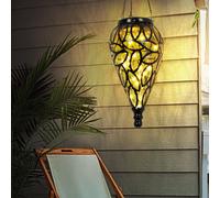Luce per Esterni a Sospensione Lampada Solare Decorativa LED Goccia Nero Ambra
