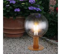 Luce per Esterni con Piedistallo Piantana Simil Legno Lampione Vetro Sfera E27 H [EEK: Non valutato]