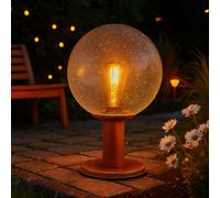 Luce per Esterni con Piedistallo Piantana Simil Legno Lampione Vetro Sfera E27 H [EEK: Non valutato]