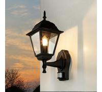 Luce per Esterni con Sensore Movimento Nero Rustico Lanterna Parete Casa Garten