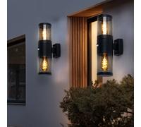 Luce per Esterni da Parete Lampada Casa Up Down Nero Fumo Acciaio Inox 2er Set [EEK: Non valutato]