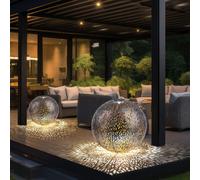 Luce per Esterni Lampada a Sfera Solare LED Effetto di Antico Chiodi Giardino 2x