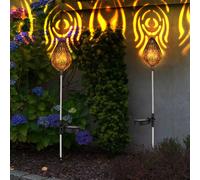 Luce per Esterni Lampada a Spiedo Solare Chiodi Rame Acciaio Giardino LED 2x