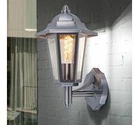 Lampada da Parete per Esterni Lanterna Patio Acciaio Inox Intemperie 1x E27 LED [EEK: F]