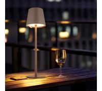 Globo Lighting Lampada da tavolo Braun – Luce per esterni, balcone, LED, batteria, touch dimmerabile