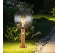 Luce per Esterni Lampada Piantana Simil Legno Vetro Sfera Movimento D 25cm