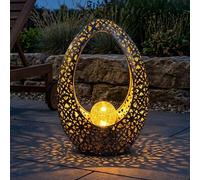 Luce per Esterni Lampada Solare Intemperie Bronzo Oro Sfera Vetro Batteria LED