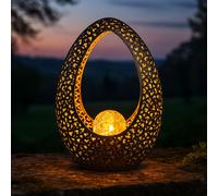 Luce per Esterni Lampada Solare Intemperie Bronzo Oro Sfera Vetro Batteria LED