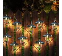 Luce per Esterni Lampada Solare Luci Lanterna Stile Country Argento Akku 10x LED