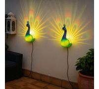 Luce per Esterni Lampada Solare Parete LED Animale Pavone Colorato RGB Cambio 2x [EEK: Non valutato]