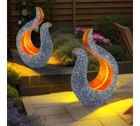 Lampada Solare per Esterni Decorazione Giardino Similpietra Oro Grigio Scultura