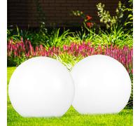 Lampada Solare a Sfera Esterni Bianco Argento LED da Giardino D.30cm 2er Set