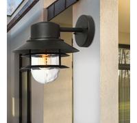 Luce per Esterni Lanterna Lampada da Parete Acciaio Inox Nero H 23,6 CM 1 Fiamma [EEK: Inaditato]