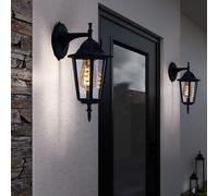 Luce per Esterni Lanterna Parete Lampada da E27 Vetro Trasparente Nero Alluminio [EEK: Non valutato]