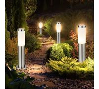 Luce per Esterni Piantana con Piedistallo Lampione Giardino Inox 1xE27 4er Set [EEK: Non valutato]