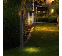 Luce per Esterni Piantana Lampione Giardino Acciaio Inox E27 Nero H 80 CM [EEK: Non valutato]