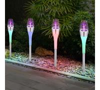 Luce per Esterni Solare con Picchetto Acciaio Inox Giardino LED Cambio 4er Set
