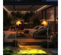 Luce per Esterni Solare con Picchetto Chiodi Fiore LED Vetro Crackle Giardino 2x