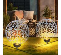 Luce per Esterni Solare con Picchetto LED Argento Antico Rotondo Effetto di 2er