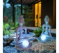 Luce per Esterni Solare Lampada da Giardino LED Decorativa Buddha Bronzo H 30 CM