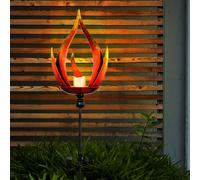 Lampada Solare per Esterni Luce con Picchetto LED Fiamma Effetto Fuoco Nero