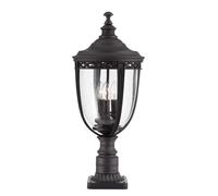 Luce per Esterni Stand Lanterna Zoccolo Nero Vetro Pressato Giardino Lampada 3 [EEK: Non valutato]