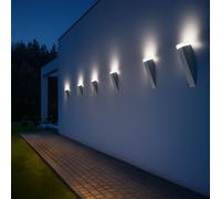 Luce per Esterni Torcia Lampada da Parete IP44 Terrazza Acciaio Inox Argento LED