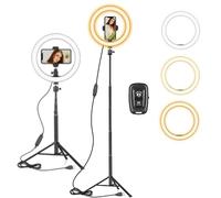 Luce per Selfie con Treppiedi 59", 10" LED Luce ad Anello Alta, Ring Light con Telecomando Bluetooth per Tik Tok, Webcam, Telefono, Fotografia, Youtube, Trucco