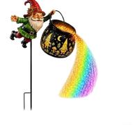 Luce per solare da per giardino Gnomo Calderone 60cm Multicolore Design 3D | Resina dettagliata agli agenti atmosferici luminoso animato adatto per esterni e per decorazione a Halloween