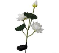 Luce per solare Loto 3 per teste LED per giardino 80cm Luce per(White) | Design realistico loto, 3 per teste luminose, altezza 80cm, per ideale per sentieri e bordure