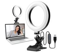Luce per webcam da 1 pollice per videoconferenze, luce soffusa alimentata tramite USB con luminosità regolabile, rotazione a 360 gradi per il lavoro