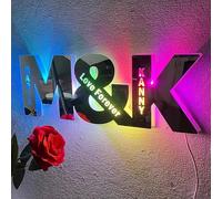 Luce Personalizzata con Lettere di Coppia, Specchio Personalizzato con Nome Multicolore a LED per Decorazione da Parete, Decorazione per Camera da Letto, Regalo per Natale, Matrimonio, Compleanno per