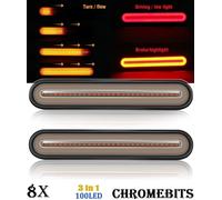 Luce Posteriore 8X Barra 100 LED Halo Dynamic Scorre Freccia Freno Stop 12-24V