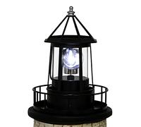 Luce rotante a faro solare - Luce a 360 gradi Lampada per il cortile, IP65 Lampade per faro durevoli impermeabili Torri Statue Luci da statua per il patio per il percorso del giardino esterno (Black