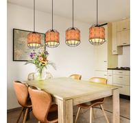 Luce Sala da Pranzo Lampada a Sospensione 4 Fiamma E27 Griglia Nero Braun [EEK: Non valutato]