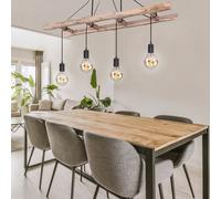 Luce Sala da Pranzo Lampada a Sospensione 4 Fiamma E27 Legno Scala Natura E27 [EEK: Non valutato]
