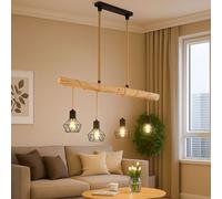 Luce Sala da Pranzo Lampada a Sospensione Altezza Regolabile LED Travi Legno [EEK: E]