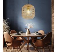 Luce Sala da Pranzo Lampada a Sospensione Natura Boho E27 Bambù Vimini [EEK: Non valutato]