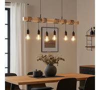 Luce Sala da Pranzo Lampada di Legno Sospensione Altezza Regolabile Corda Canapa [EEK: Non valutato]