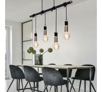 Luce Sala da Pranzo Lampadario Lampada 4xE27 Altezza Regolabile Nero Ottone [EEK: Non valutato]