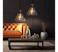 Luce Sala da Pranzo Lampadario Lampada Metallo Nero Industrialmente Vetro 2er [EEK: Non valutato]