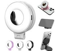 Luce Selfie Magnetica 3 in 1 per Cellulari, Luce di Riempimento ad Anello Pieghevole a 360° con Specchio, Luci Soffuse a Tre Colori, Luce di Riempimento Ricaricabile Portatile (White)