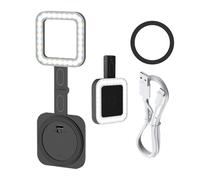 Luce selfie portatile, luce fotografica dello smartphone dotata di magnete, LED regolabile 30 luci, illuminazione di ripresa video, regolazione della luminosità trasparente con il mulino a